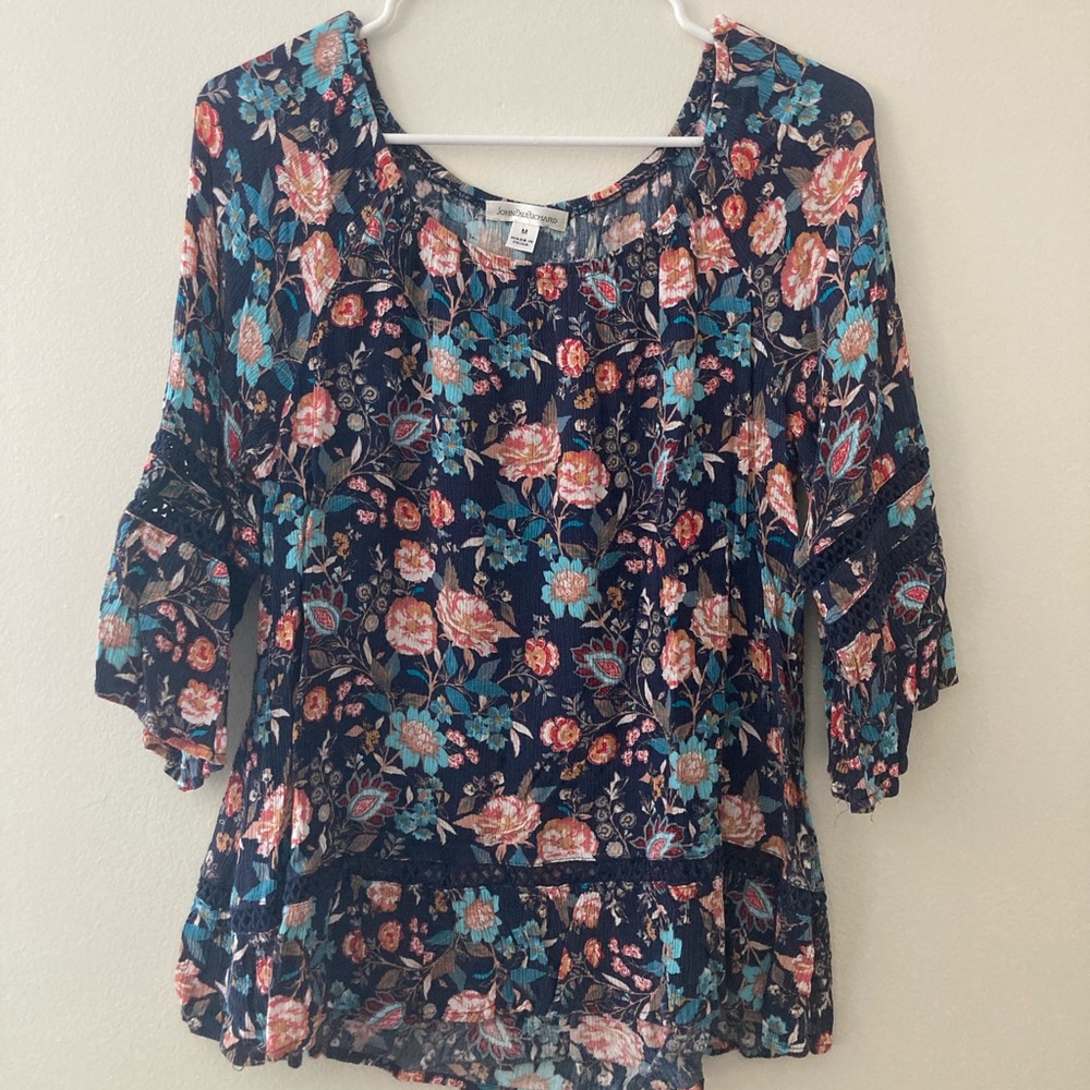 Adorable Navy Floral Summer Top